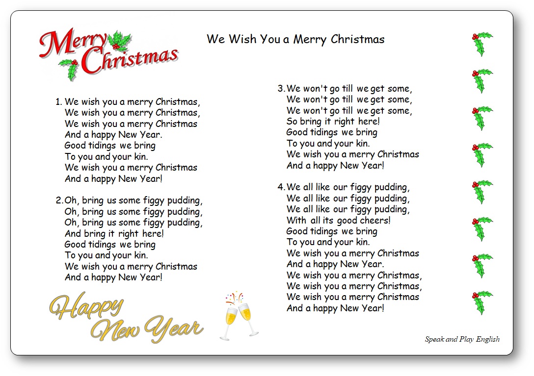 we wish you a merry christmas - lyrics in english and in french